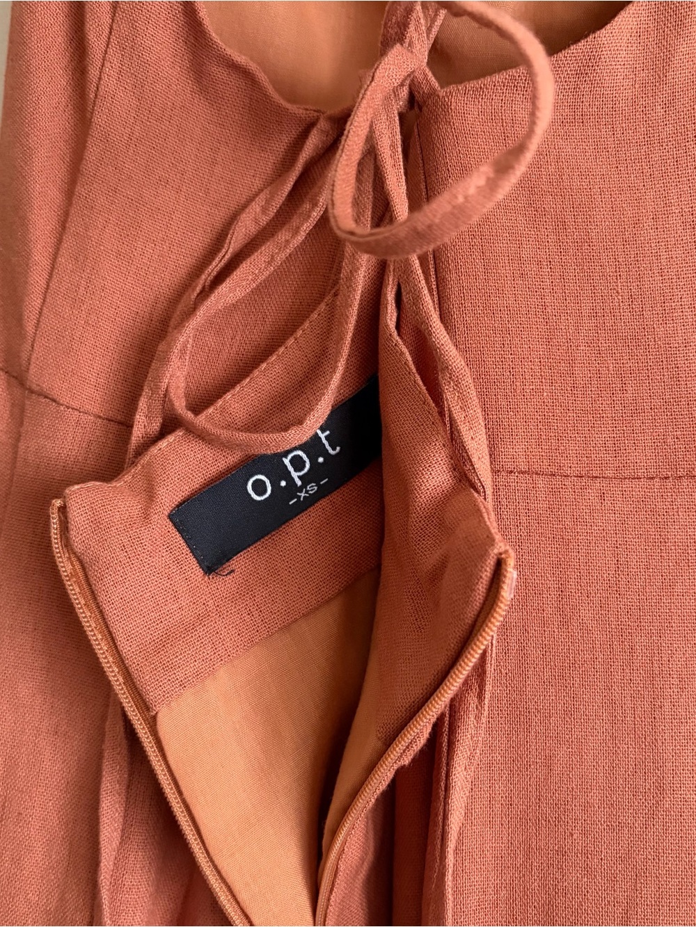 Rust/ burnt orange flax blend a-line dress - Picture 3 of 6